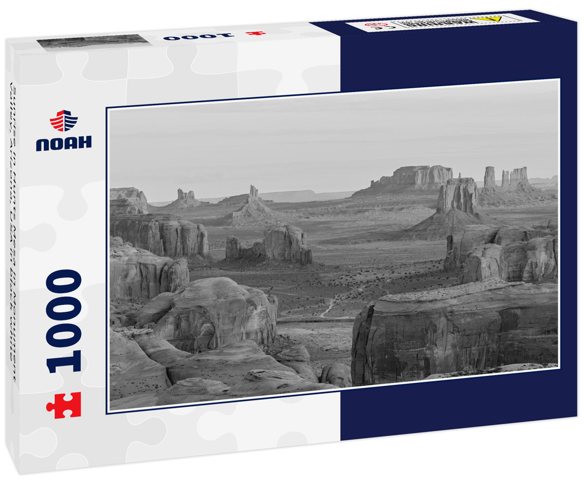 Sunrise in Hunts Mesa in Monument Valley, Arizona, USA in black white