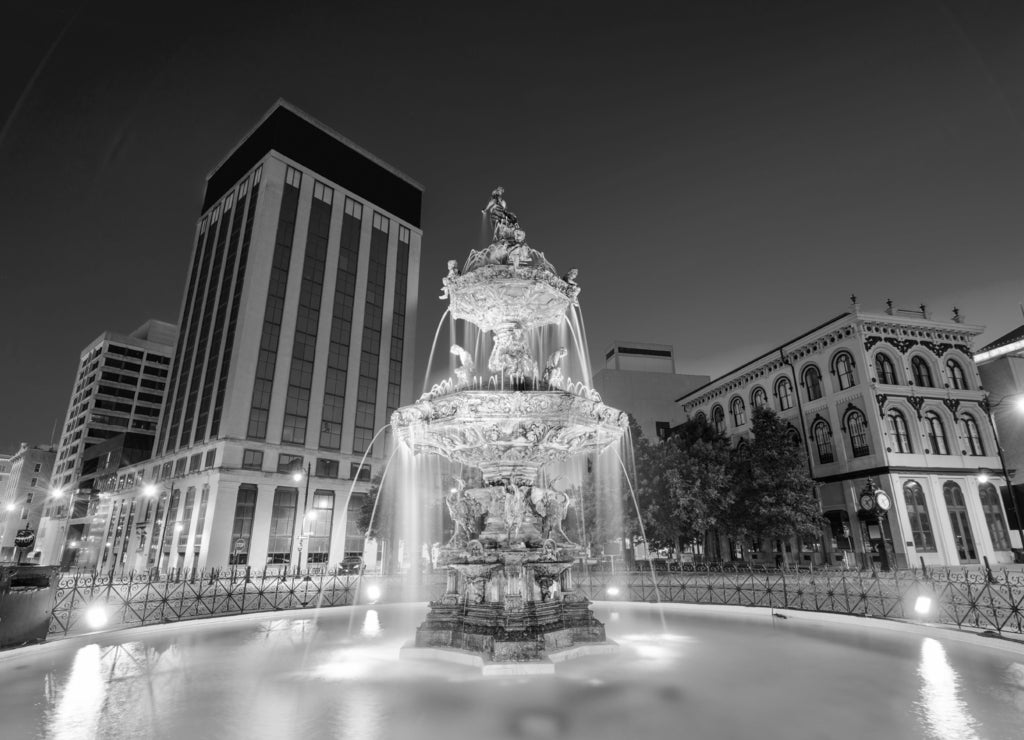 Montgomery Alabama Fountain in black white