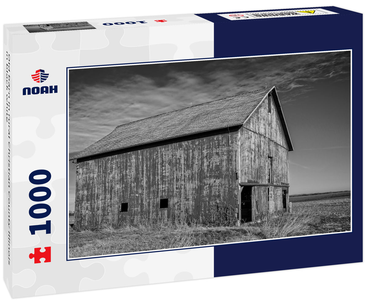 Old barn in rural Christian County Illinois in black white
