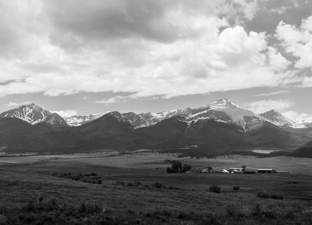 Ranch Near Westcliffe, Colorado in black white
