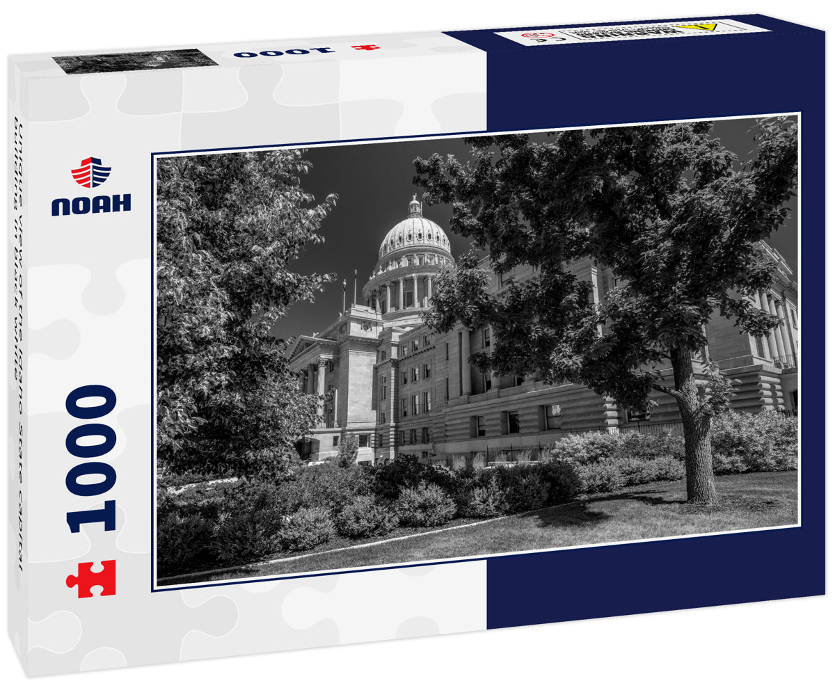 Unique view of the Idaho State capital building in black white