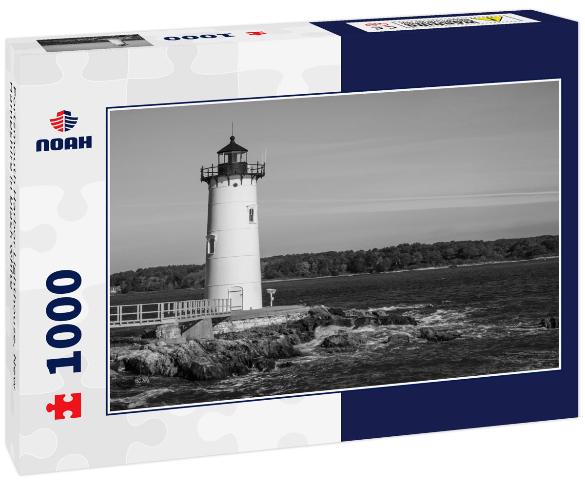 Portsmouth Harbor Lighthouse, New Hampshire in black white