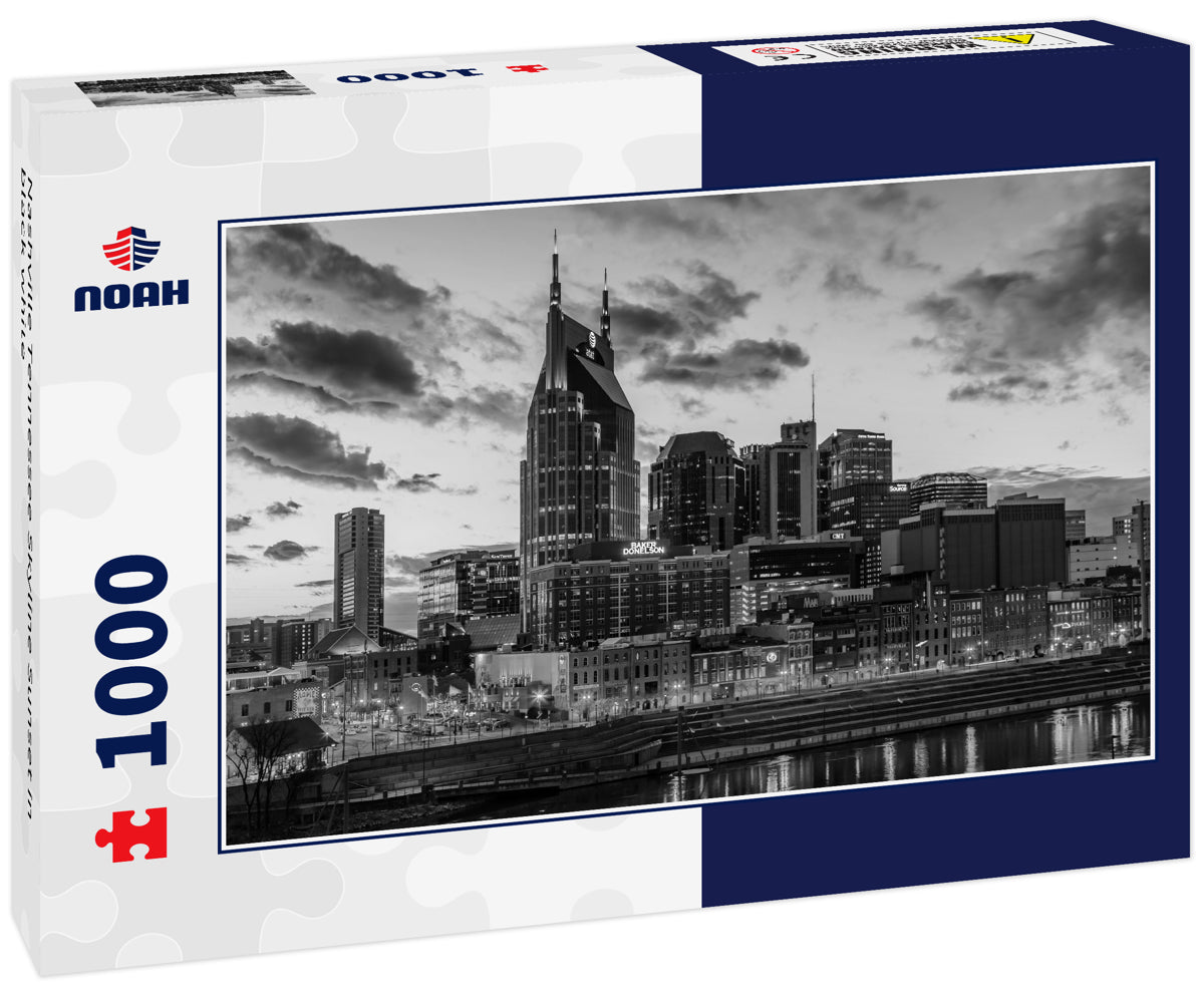 Nashville Tennessee Skyline Sunset in black white