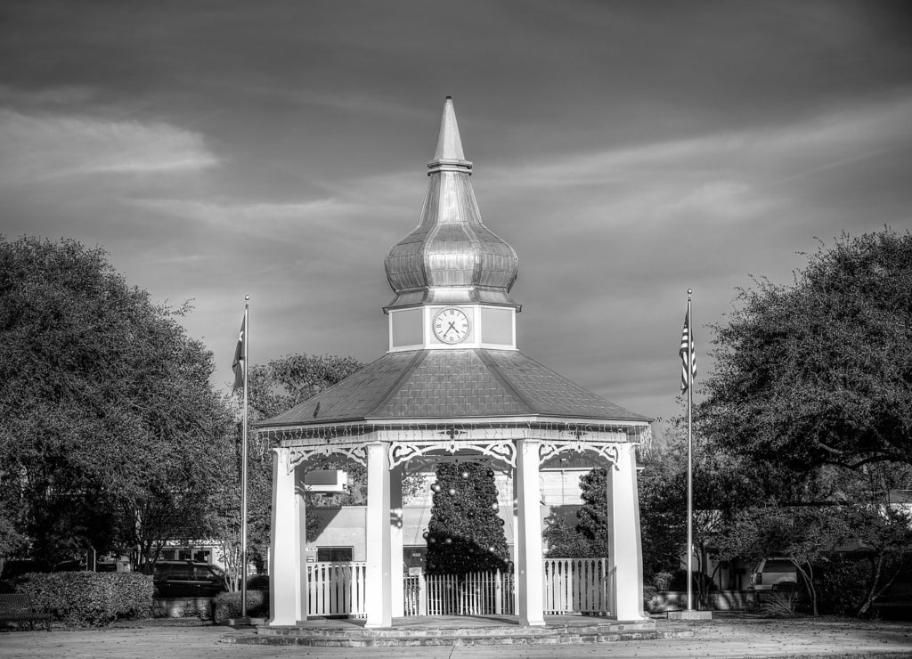 Gazebo Boerne Texas in black white
