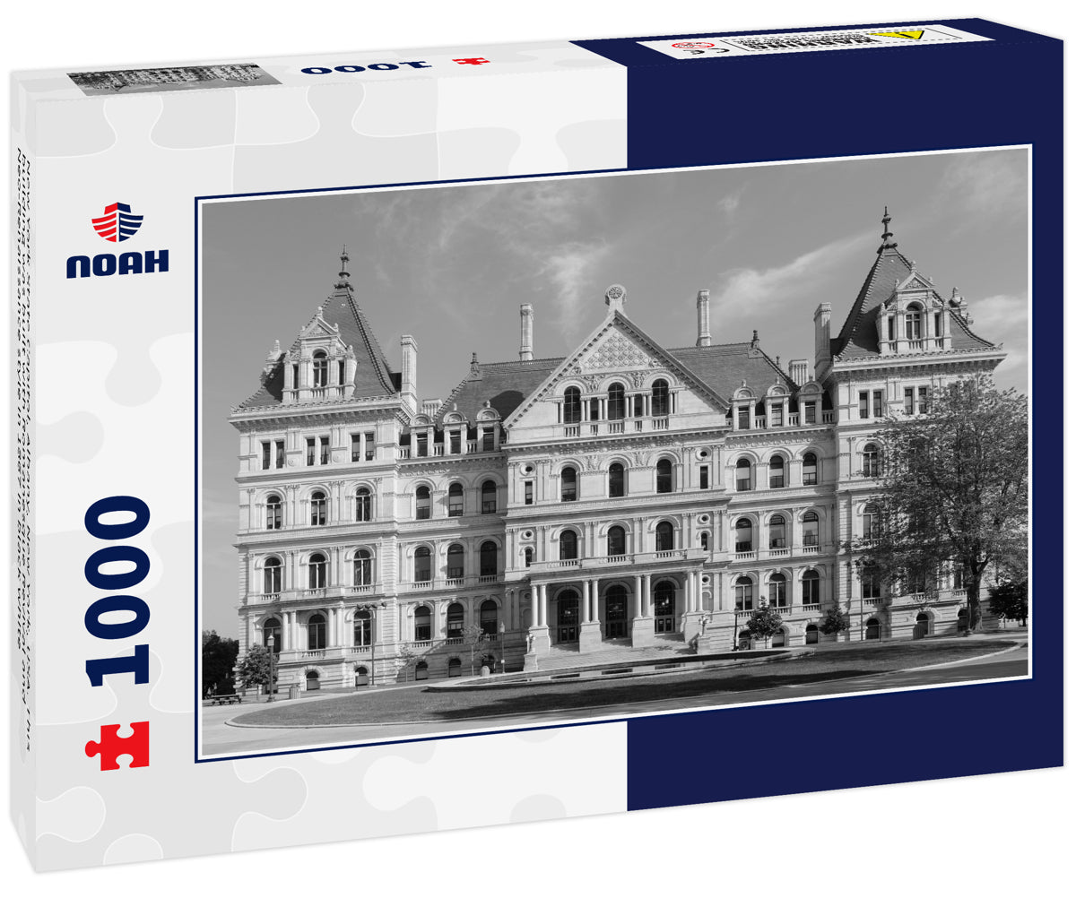 New York State Capitol, Albany, New York, USA. This building was built with Romanesque Revival and Neo-Renaissance style in 1867 in black white