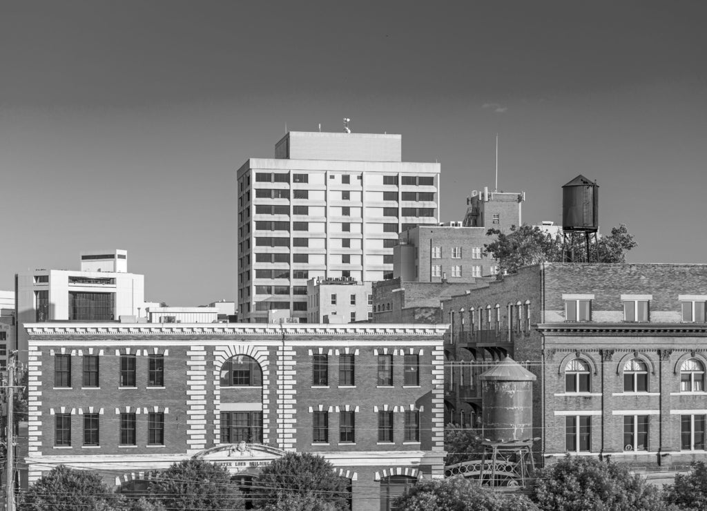 Montgomery, Alabama, USA Skyline in black white