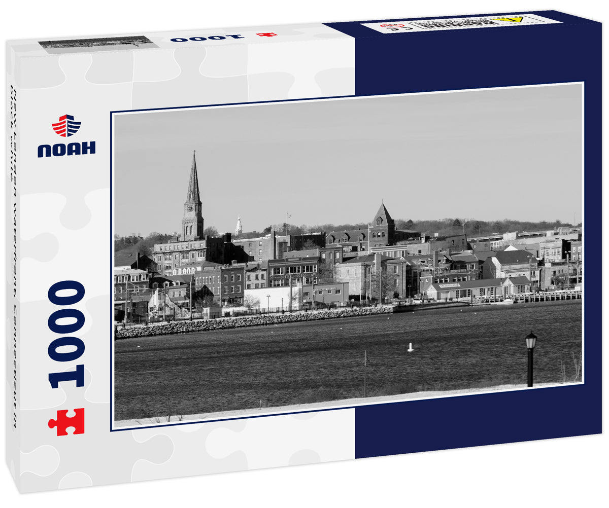 New London waterfront, Connecticut in black white