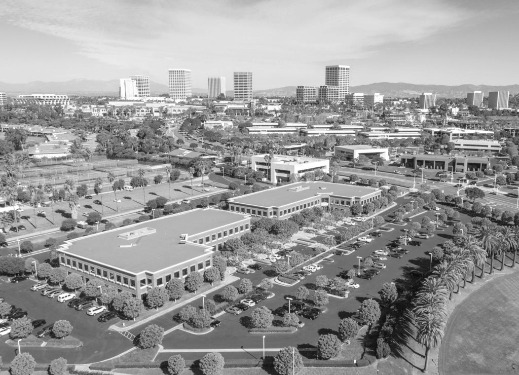 Orange County, California in black white