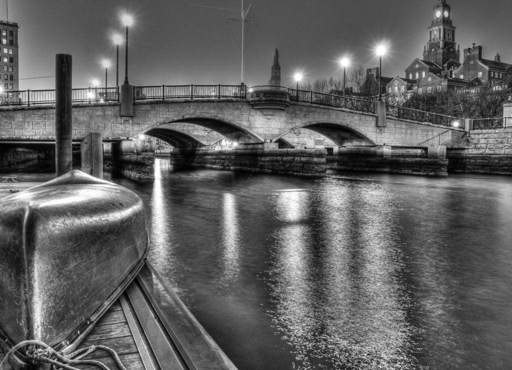 Providence River, Rhode Island in black white