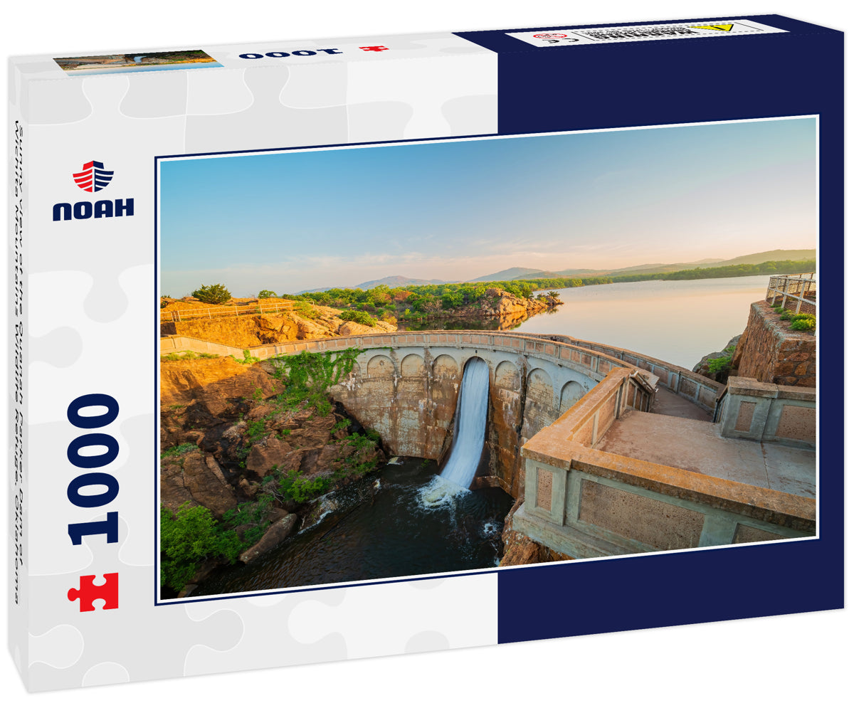 Sunny view of the Quanah Parker Dam of Wichita Mountains Wildlife Refuge, Oklahoma