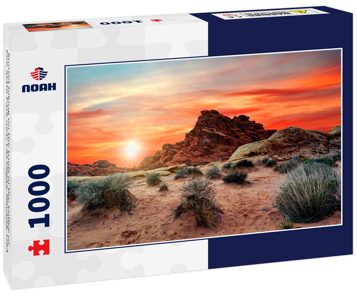 Sunset hiking on the trails in the Valley of Fire State Park near Las Vegas, Nevada, USA