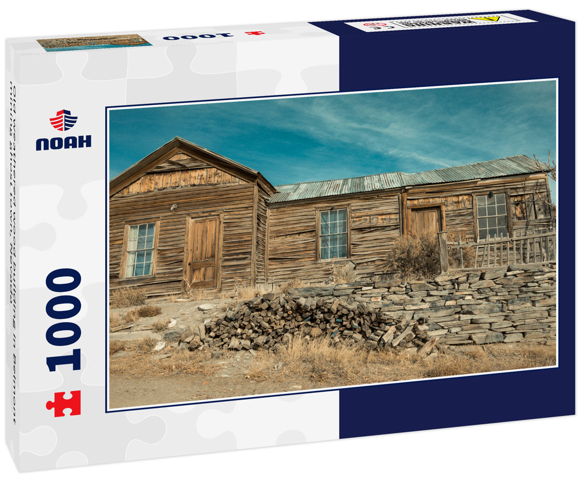 Old weathered wood building in Belmont mining ghost town, Nevada