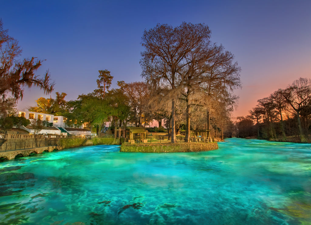 Radium Springs Illuminated at Night, Albany, Georgia