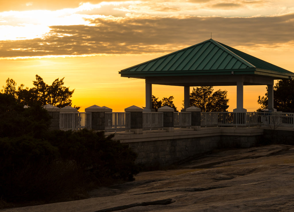 The arbor and walkway on the top of Stone Mountain at sunset, Georgia, USA