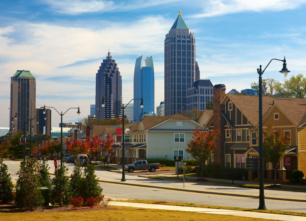 Houses against the midtown, Atlanta, Georgia USA