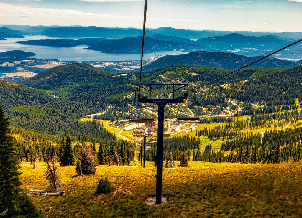 View of Sandpoint and lake Pend Oreille from Schweitzer Mountain, Idaho