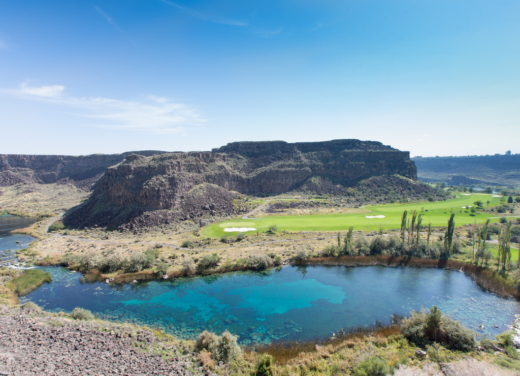 Warm springs and tranquil lake, Jerome, Idaho