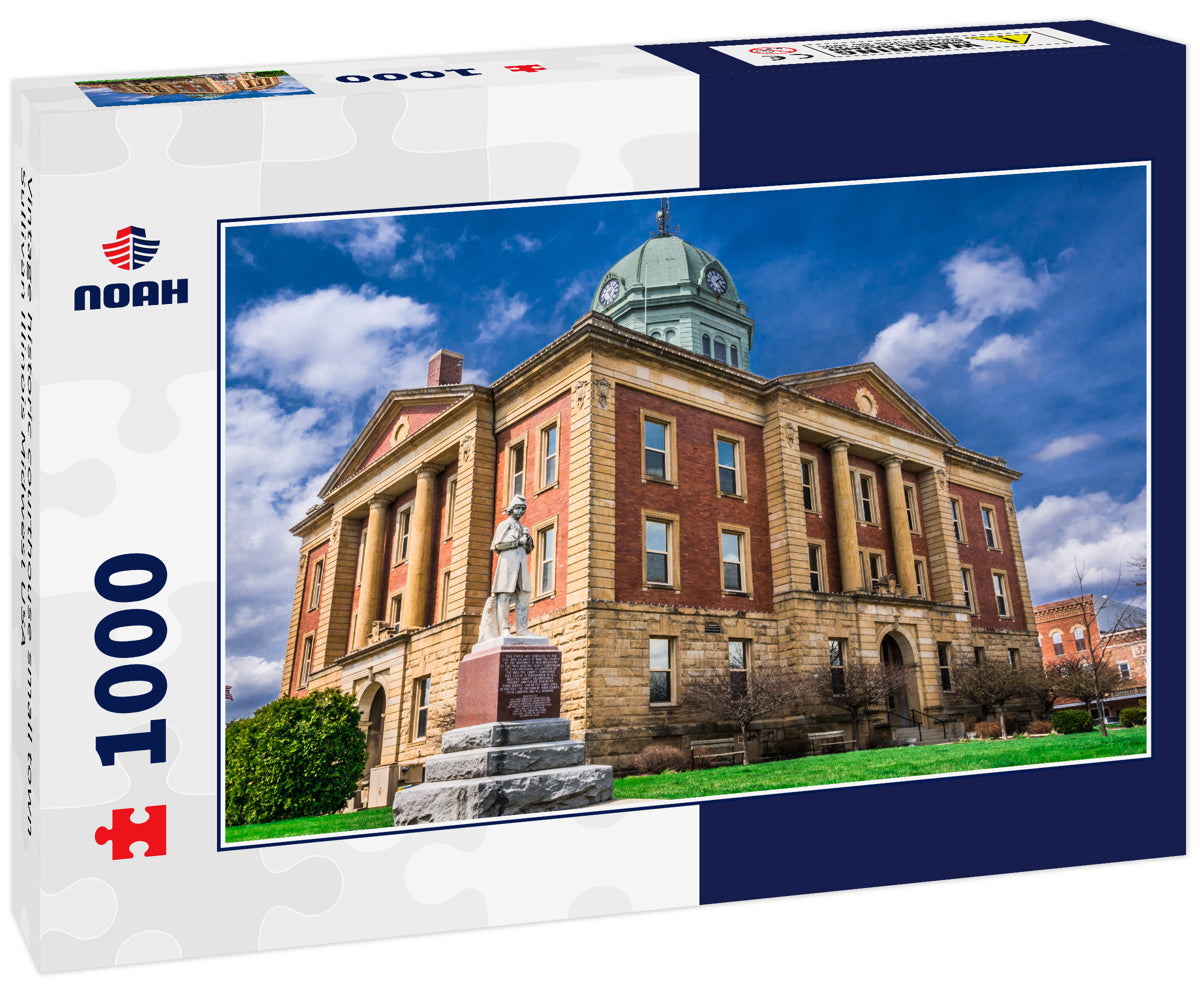 Vintage historic courthouse small town Sullivan Illinois Midwest USA
