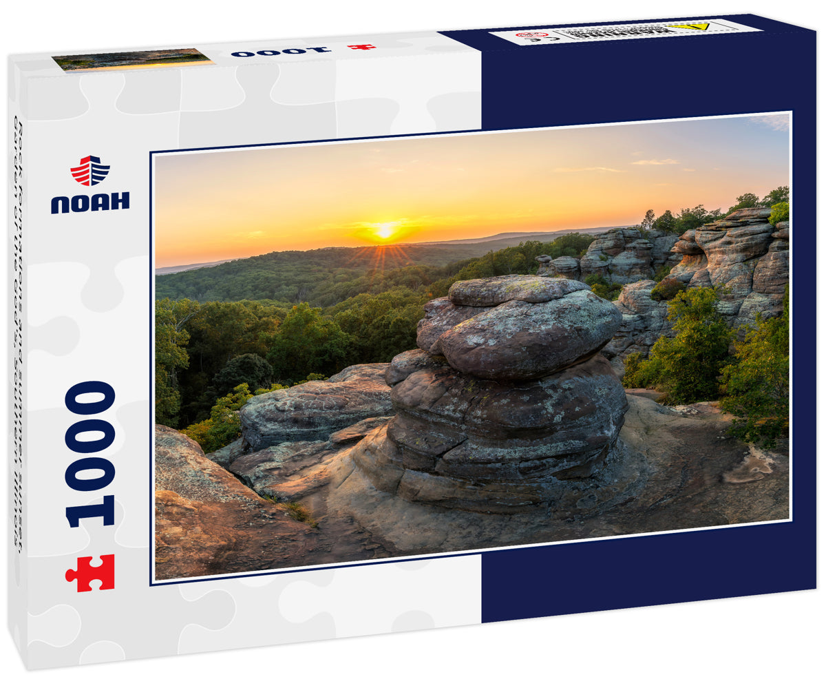 Rock formations and summer sunset, Garden of the God's, Southern Illinois