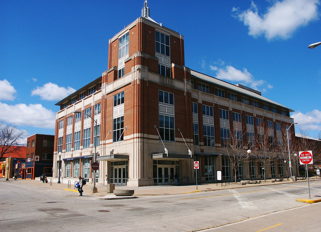 University of Illinois at Urbana Champaign campus building in winter