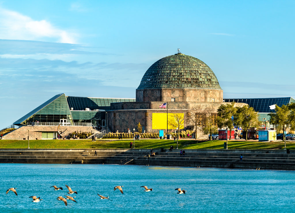 The Adler Planetarium, a public museum dedicated to the study of astronomy and astrophysics in Chicago, Illinois