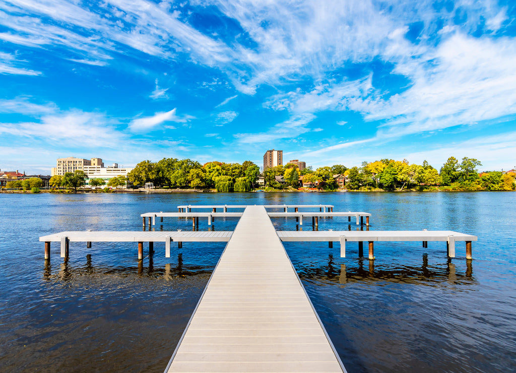 Rock River view in Rockford Town of Illinois