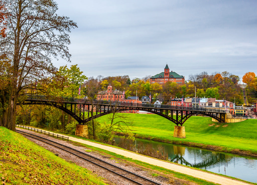 Historical Galena Town view at Autumn in Illinois of USA