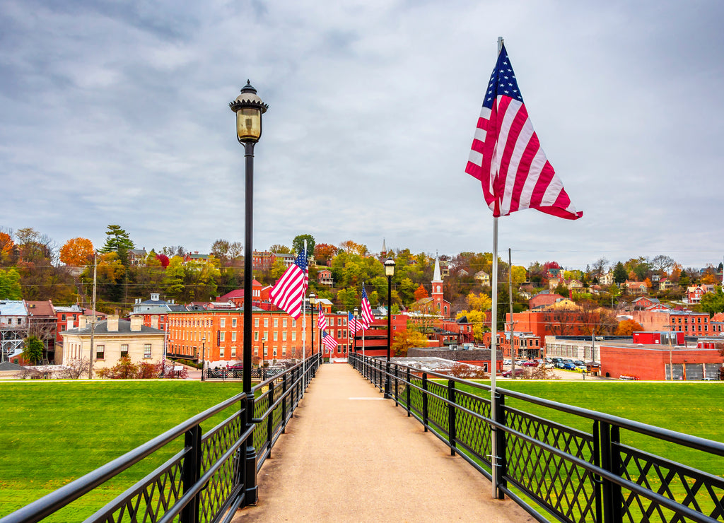 Historical Galena Town view at Autumn in Illinois of USA