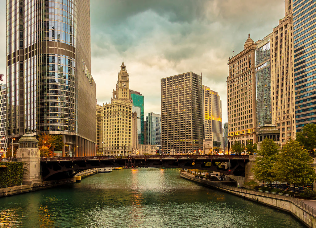 Chicago City riverside view, USA