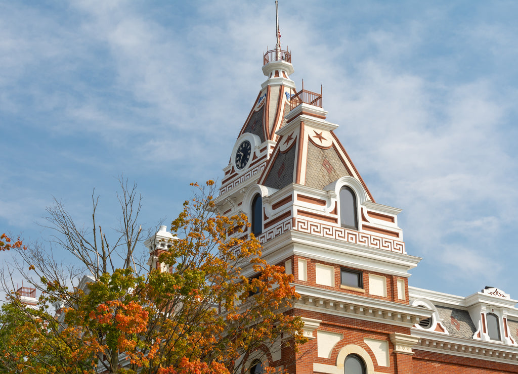 The historic Livingston county courthouse on a fall afternoon. Pontiac, Illinois