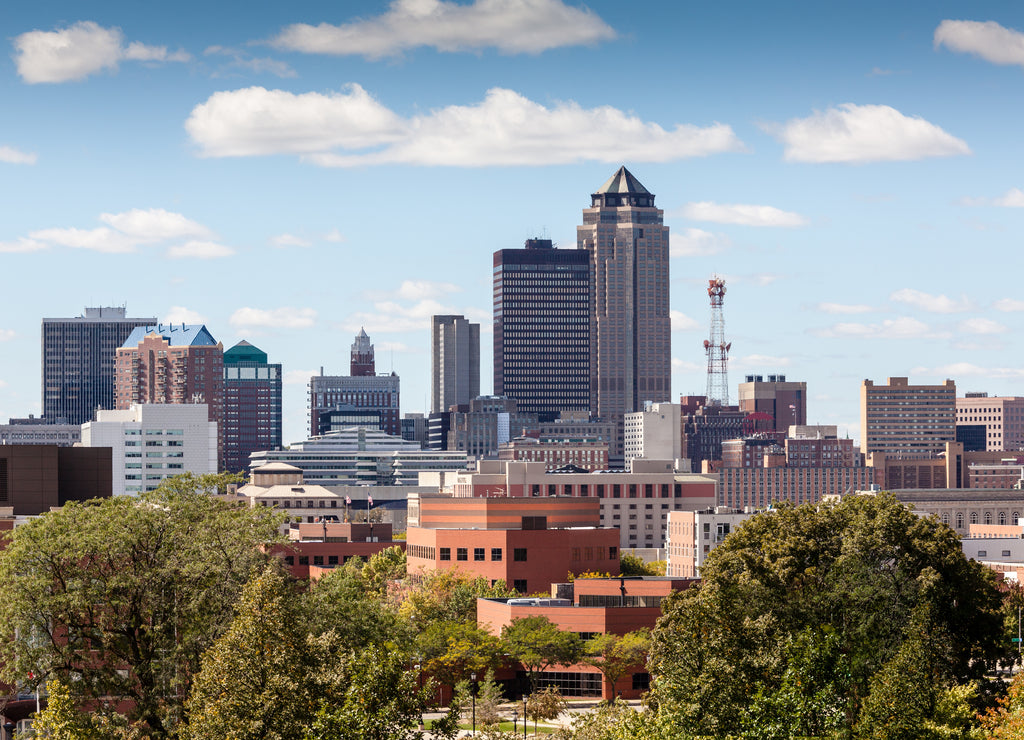Des Moines city skyline, Iowa USA
