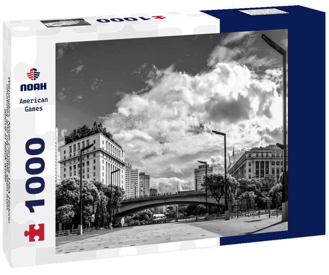 Wilmington, North Carolina, USA Historic churches and city center seen from above 1000pc PuzzleBlack and White