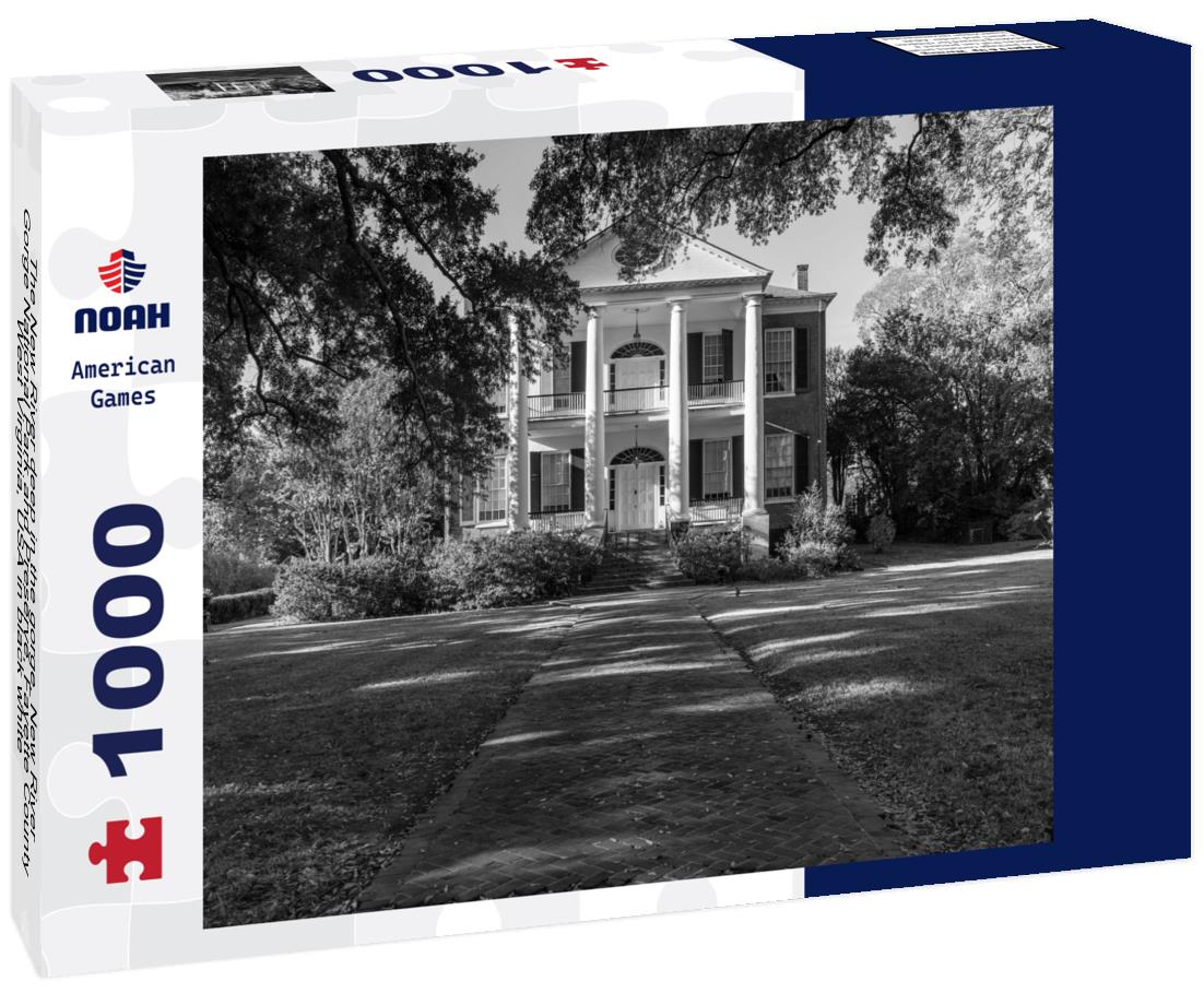 The New River deep in the gorge, New River Gorge National Park and Preserve, Fayette County, West Virginia, USA 1000pc PuzzleBlack and White