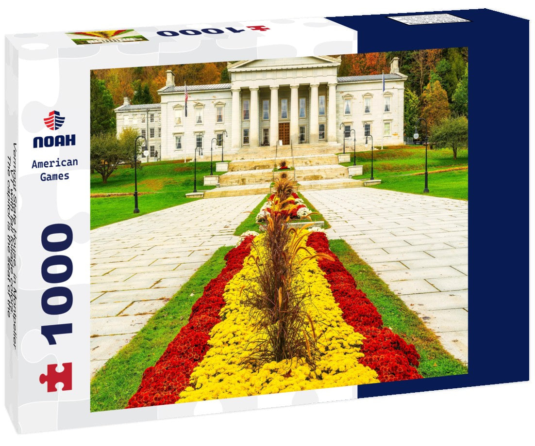 Vermont State House, in Montpelier, VT with fall foliage colors. The capitol is the seat of the Vermont General Assembly 1000pc Puzzle
