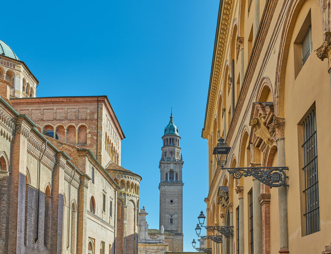 Parma, Italy, view of the bell tower of the church of San Giovanni with the side facade of the cathedral on the left and an old noble palace on the right 1000pc Puzzle