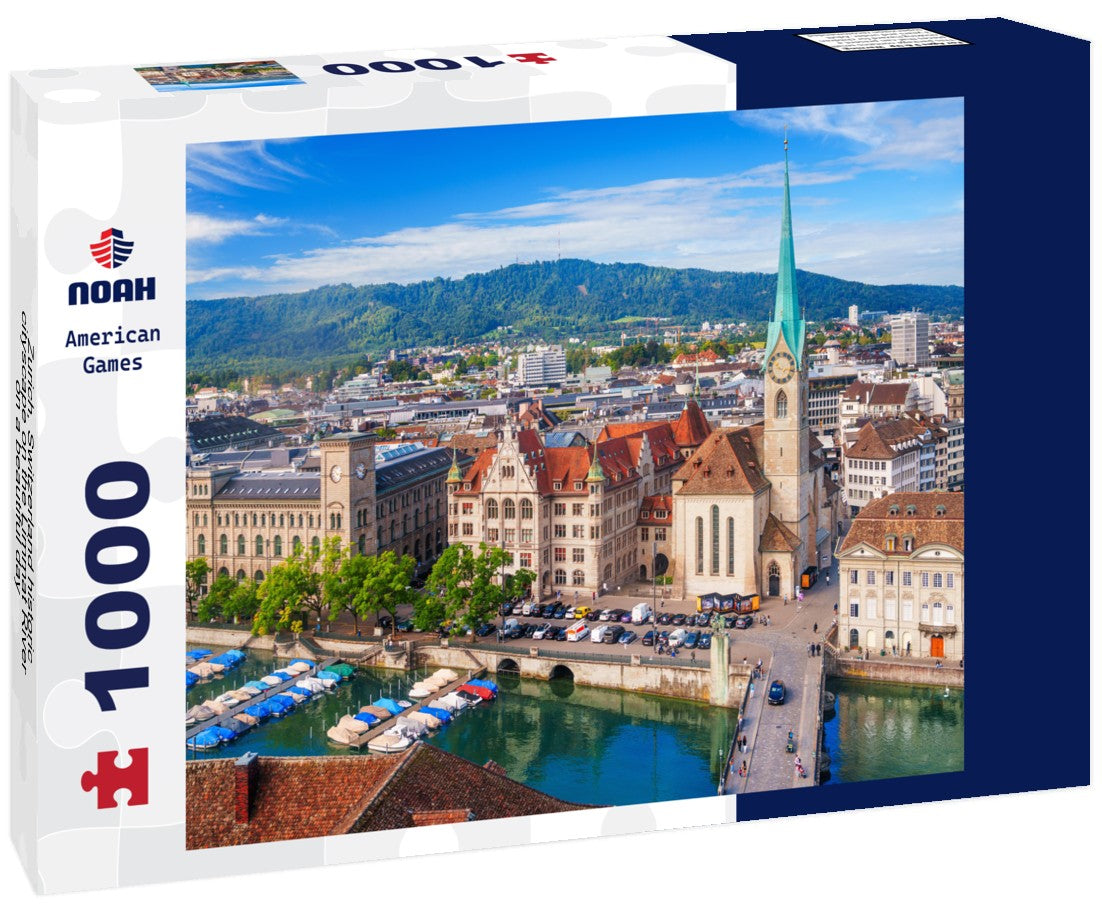 Zurich, Switzerland historic cityscape on the Limmat River on a beautiful day 1000pc Puzzle