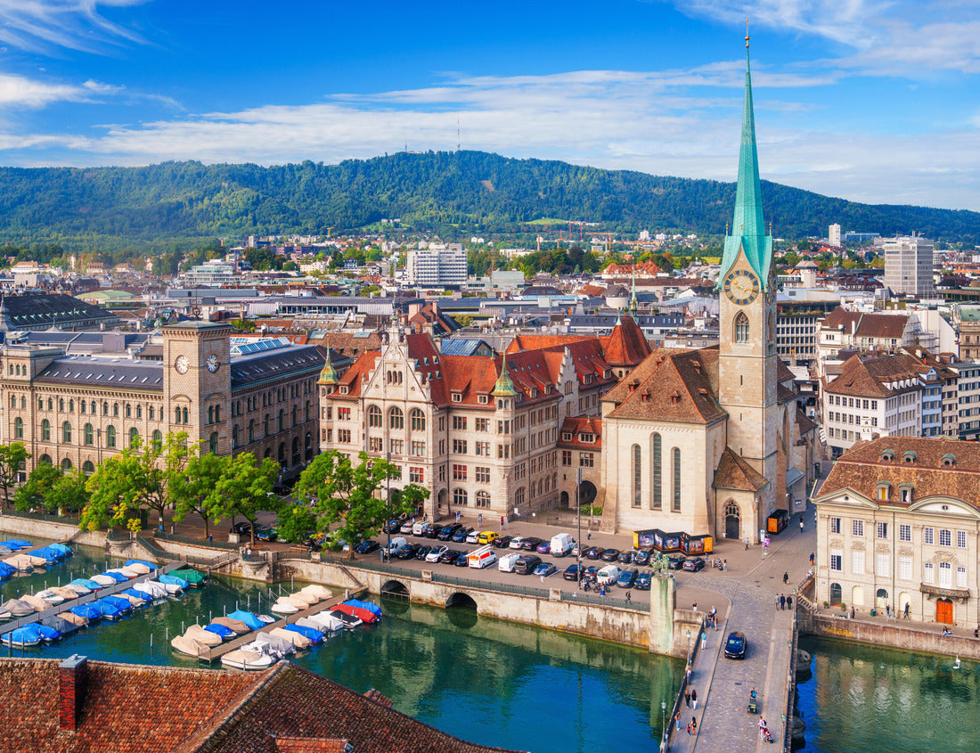 Zurich, Switzerland historic cityscape on the Limmat River on a beautiful day 1000pc Puzzle