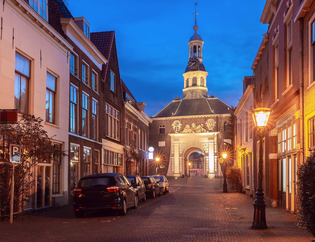 Noah Jigsaw Puzzle night town Zijlpoort and Zijlpoorg Bridge in Leiden, South Holland, Netherlands 1000 pieces