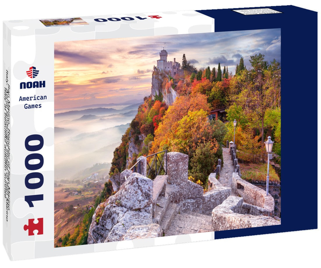 San Marino, Republic of San Marino, Italy. Aerial landscape image of San Marino, Italy at beautiful autumn sunrise 1000pc Puzzle