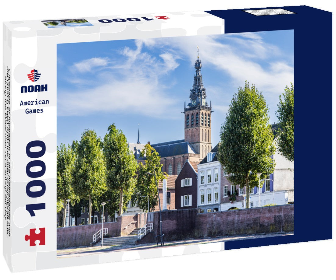 Noah Jigsaw Puzzle Cityscape of Nijmegen in the Netherlands with the church seen from the river quay Waalkade along the Waal river on a sunny fall day 1000 pieces