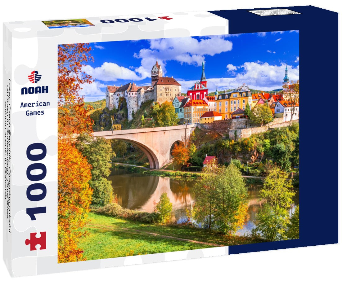 Noah Jigsaw Puzzle Loket, Czech Republic. Charming colorful old town in Sudetenland, Ohre River autumn scenic in Bohemia 1000 pieces