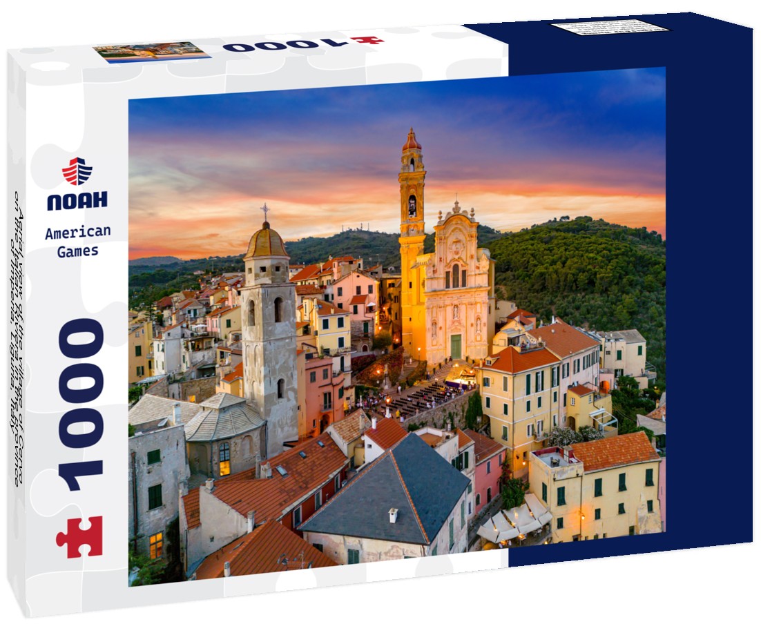 Noah Jigsaw Puzzle Aerial view of the village of Cervo on the Italian Riviera in the province of Imperia, Liguria, Italy 1000 pieces