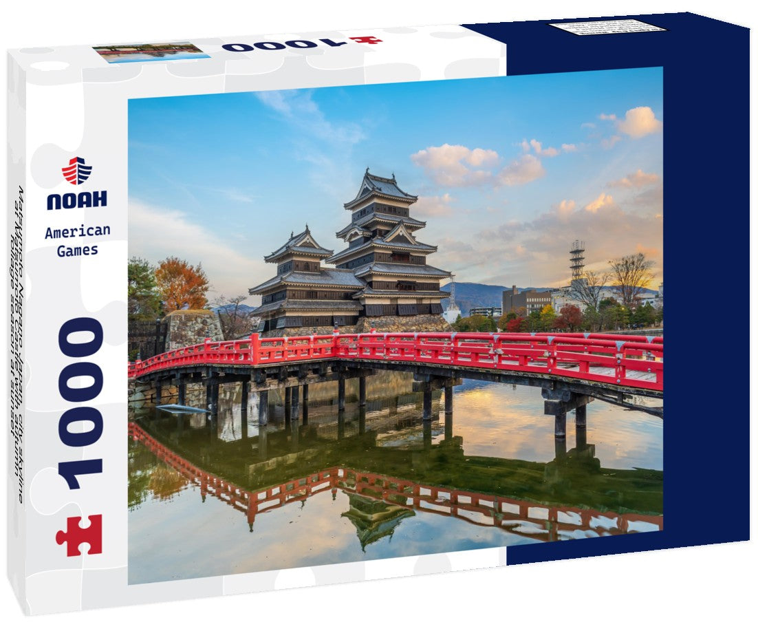 Noah Jigsaw Puzzle Matsumoto Nagano Japan, city skyline at Matsumoto Castle with autumn foliage season at sunset 1000 pieces