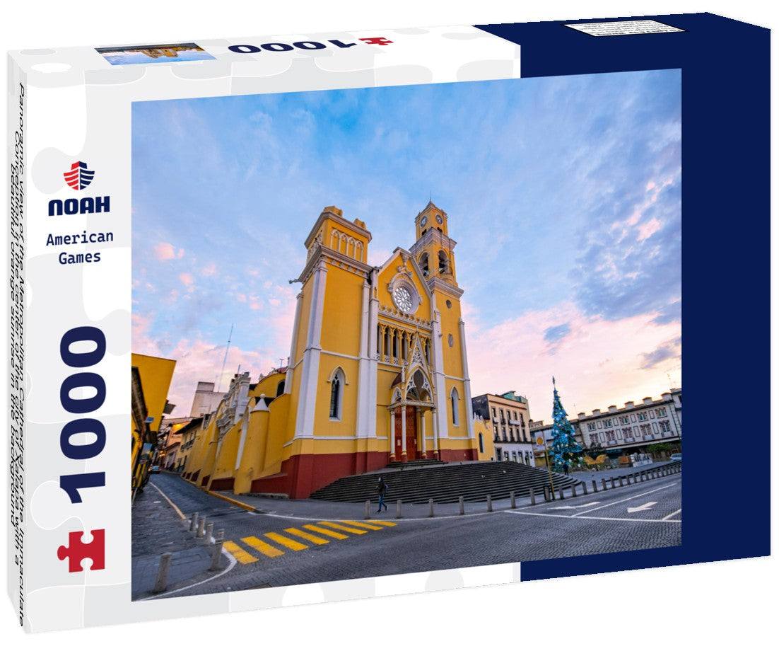 the Metropolitan Cathedral of the Immaculate Conception in the center of the city of Xalapa with a beautiful orange sunrise in the background 1000pc Puzzle