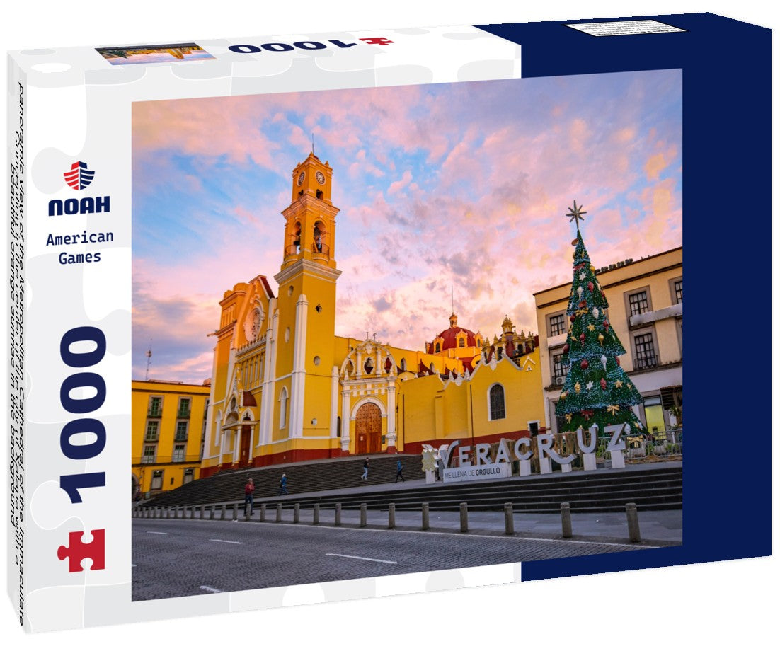 the Metropolitan Cathedral of the Immaculate Conception in the center of the city of Xalapa with a beautiful orange sunrise in the background 1000pc Puzzle
