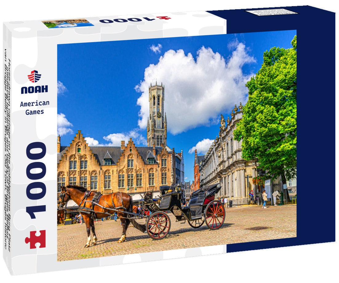 Noah Jigsaw Puzzle Horse-drawn carriage on the cobblestone Burg Platz, medieval buildings and belfry of Bruges Belfort van Brugge Belfry in Bruges Old Town, Bruges historic city center, Flemish Region, Belgium 1000 pieces