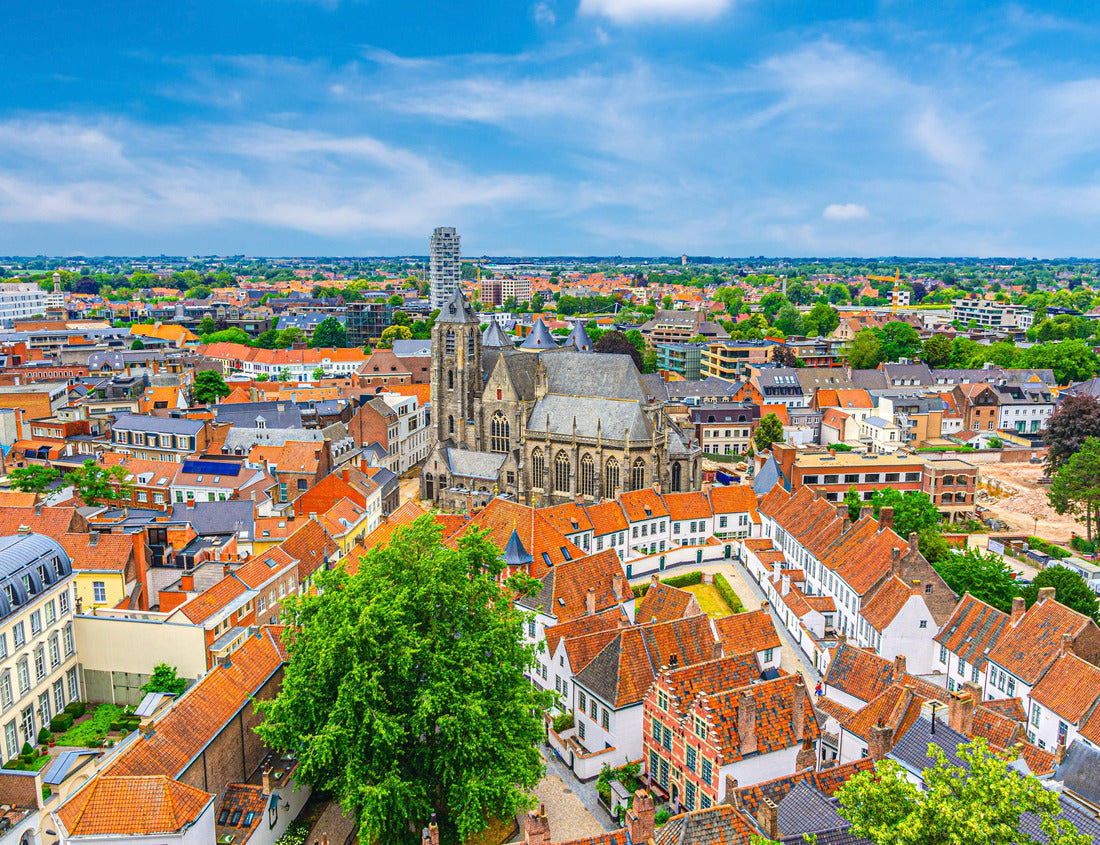Noah Jigsaw Puzzle Aerial panoramic view of Kortrijk historic city center with Roman Catholic Church of Our Lady, Courtrai Begijnhof and red-tiled buildings, horizon breathtaking view, West Flanders province, Belgium 1000 pieces