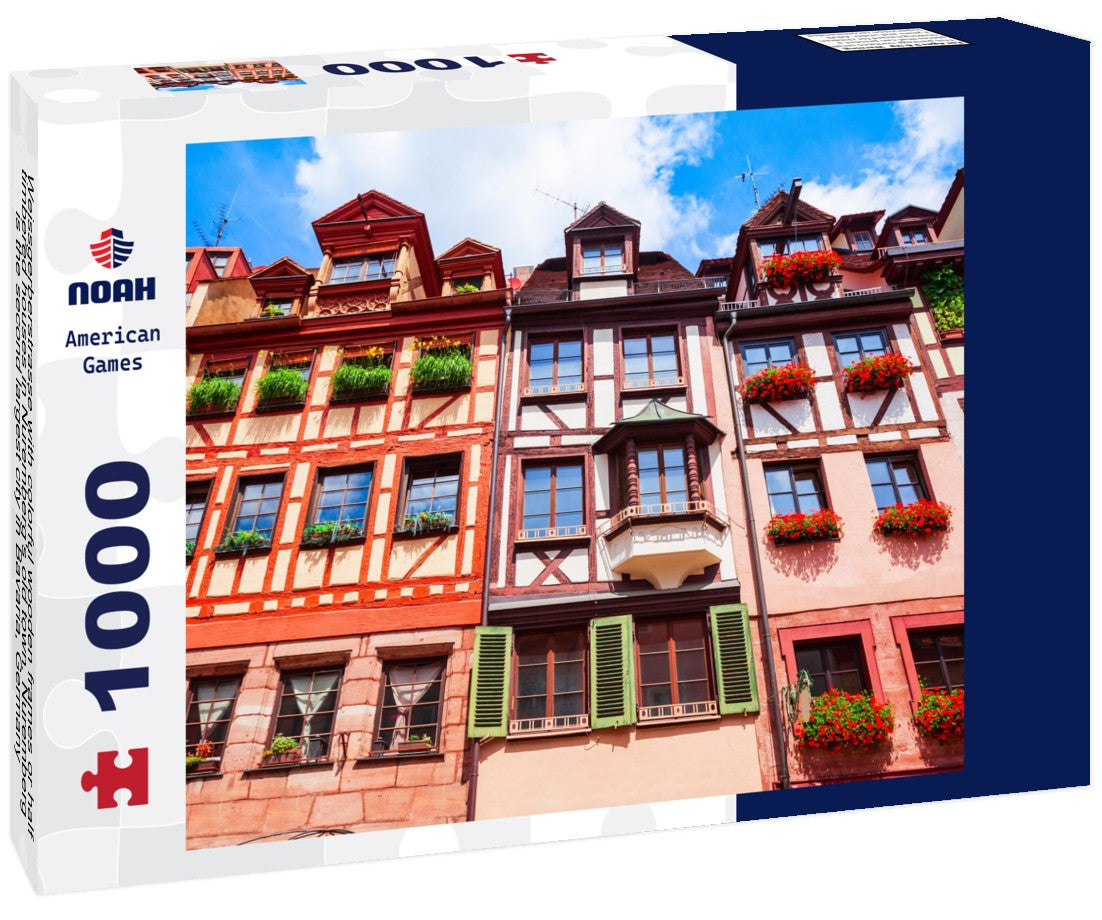 Weissgerberstrasse with colorful wooden frames or half-timbered houses in Nuremberg's old town. Nuremberg is the second largest city in Bavaria, Germany 1000pc Puzzle