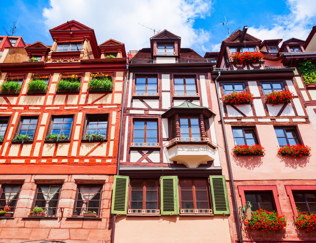 Weissgerberstrasse with colorful wooden frames or half-timbered houses in Nuremberg's old town. Nuremberg is the second largest city in Bavaria, Germany 1000pc Puzzle