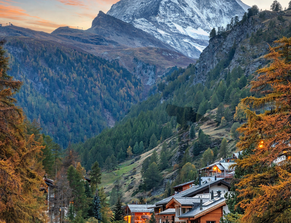 Zermatt, Switzerland autumn sunset with the Matterhorn on the Matter Vista River 1000pc Puzzle